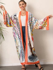 Boho Kimono Women's Plus Allover Print Long Sleeve Cover Up