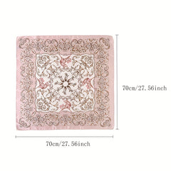 70cm Pink Square Scarf Vintage Casual Shawl Neckerchief Hair Access.