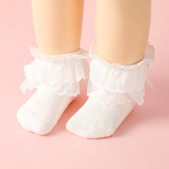 Baby Solid Cotton Lace Socks - Pack of 3