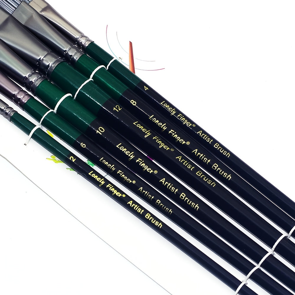 6pcs Flat Acrylic Paint Brushes Set for Artists