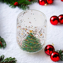 Glass Christmas Tree Water Cup Flowing Sequin Cartoon Water Cup