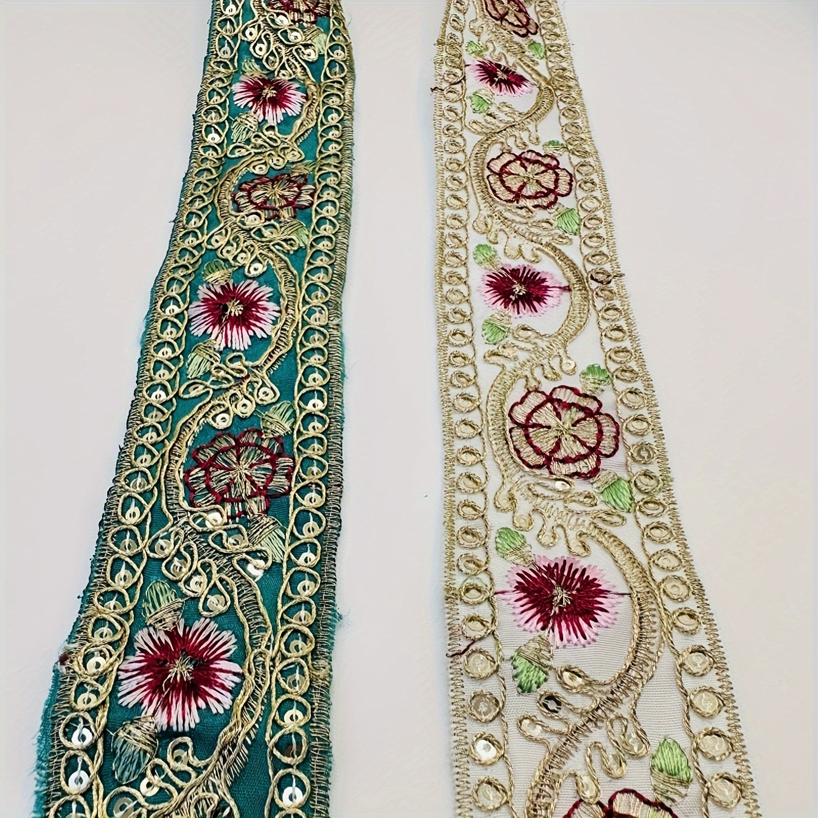 3m Embroidery Sequin Fabric Ribbon Home Decor Crafts 3.28" Width