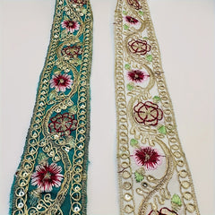 3m Embroidery Sequin Fabric Ribbon Home Decor Crafts 3.28" Width