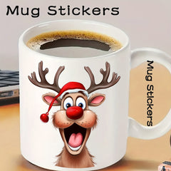 12pcs Christmas Deer Cartoon Vinyl Stickers for Cup Laptop Helmet DIY