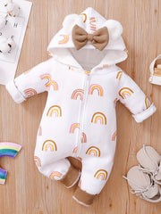 Heart Patterned Baby Jumpsuit for Winter Warmth