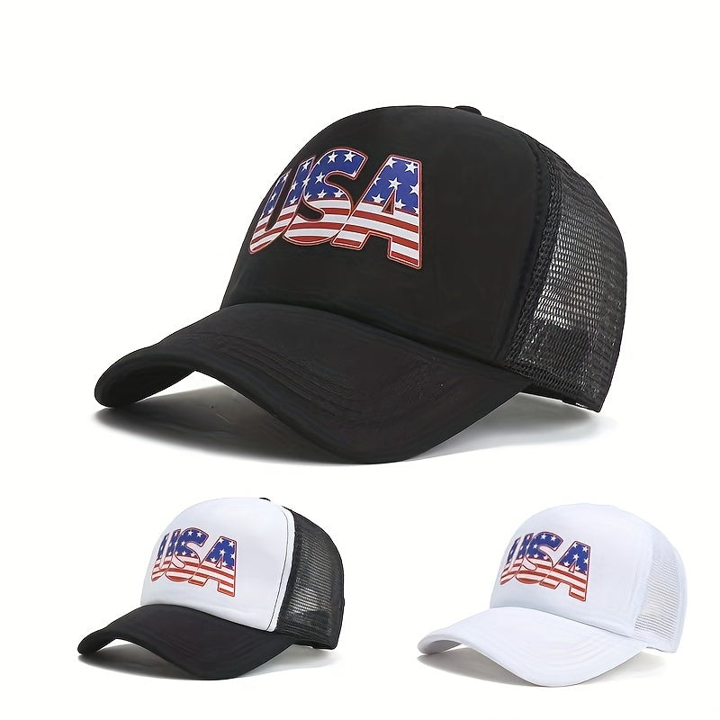 Men's American Flag Mesh Baseball Cap Letter Couple Cap