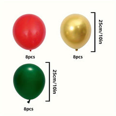 24pcs Metallic Balloons Golden Red Green for Events Parties Holidays