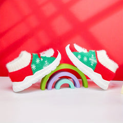 Girl's Christmas Style Slip On Sock Shoes Comfy Non Slip Thermal Sneakers