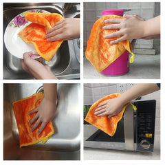 5pcs Kitchen Towels Magic Cleaning Rags Double layer Thickened Scouring Pads