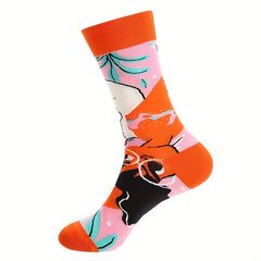 5 Pairs Cartoon Print Socks Mid Tube Women's Stockings