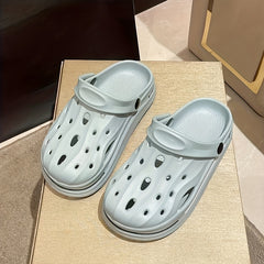 Women's Solid Garden Clogs Casual Hollow Out Slip On Shoes