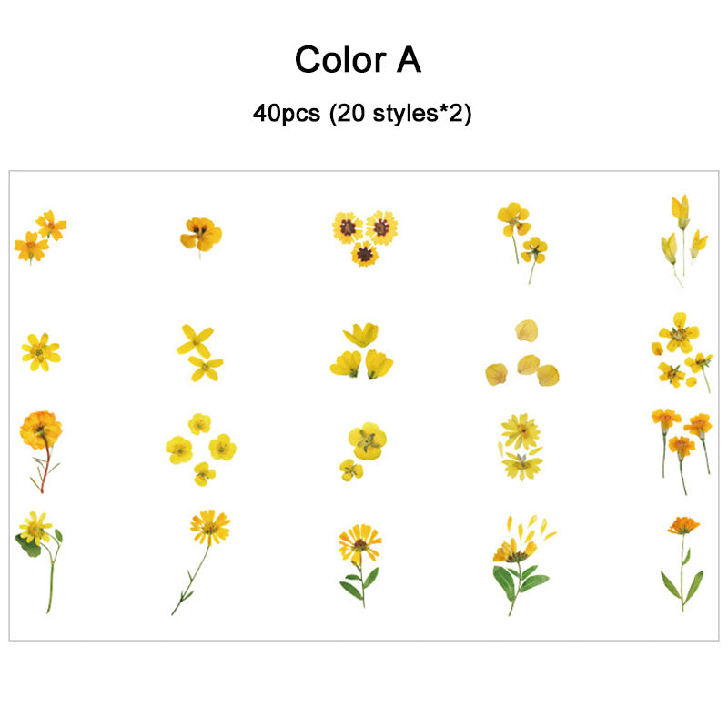 40pcs Vintage Flowers Waterproof Plant Stickers for Planners Journals Scrapbooks