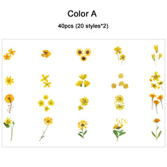 40pcs Vintage Flowers Waterproof Plant Stickers for Planners Journals Scrapbooks