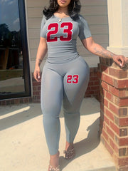 Women's Plus Number Print Tee & Pants Set