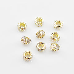 20 Pcs Round Beads Inlaid Rhinestone for DIY Jewelry Making