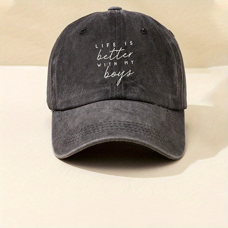 Distressed Letter Print Baseball Cap for Men Women