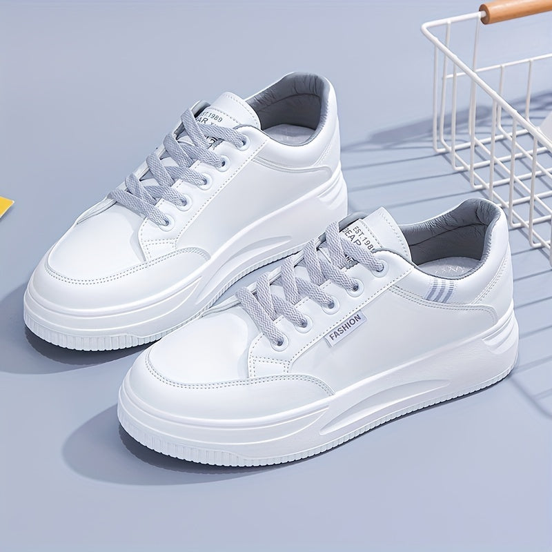 Women's Platform Skate Shoes Height Increasing Lace Up Non Slip Sneakers