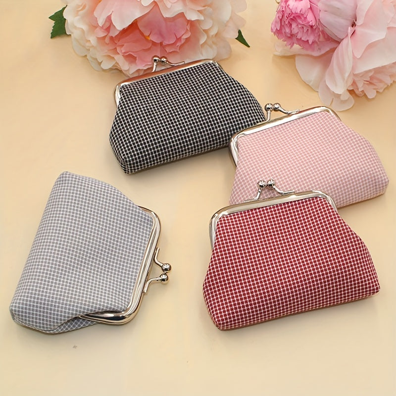 Girls Plaid Coin Purse Clutch Bag Vintage Coin Purse Bag Key Bag