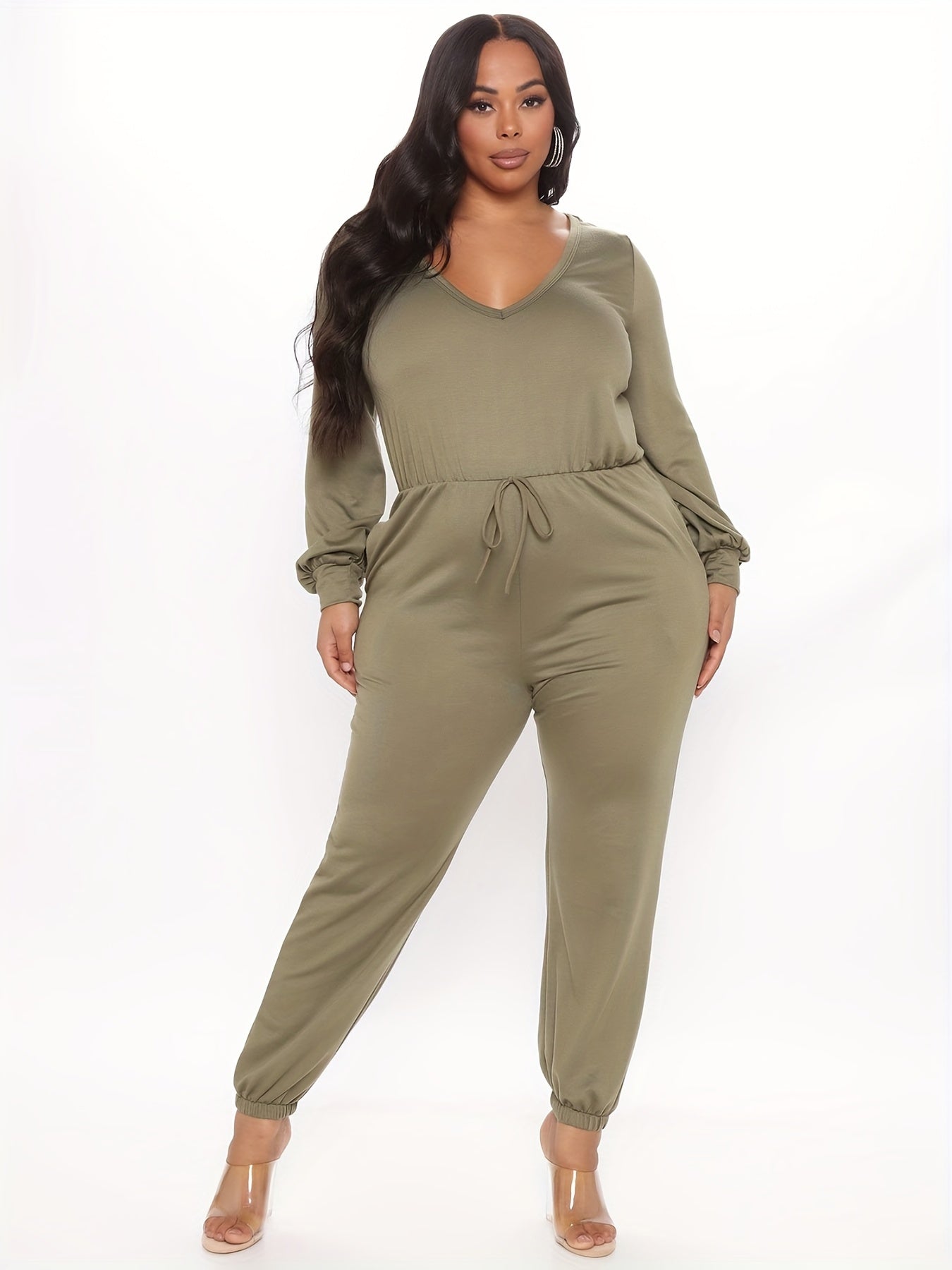 Women's Plus Sexy Long Sleeve Jumpsuit