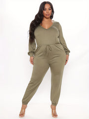 Women's Plus Sexy Long Sleeve Jumpsuit