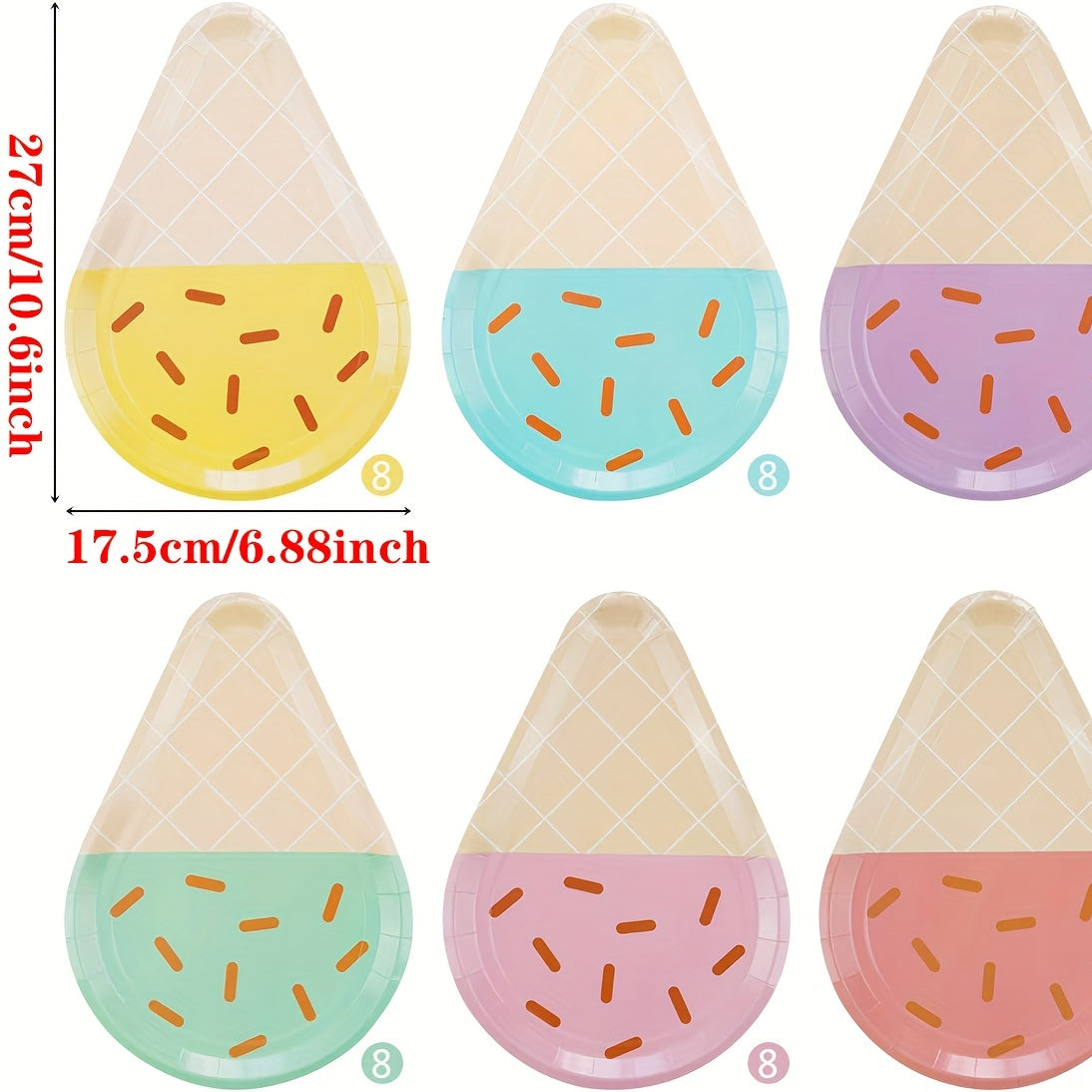 10pcs Ice Cream Party Plates 25 Disposable Paper Plates Sundae Party Supplies