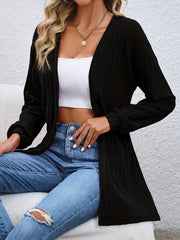 Solid Lantern Sleeve Cardigan Coat for Women