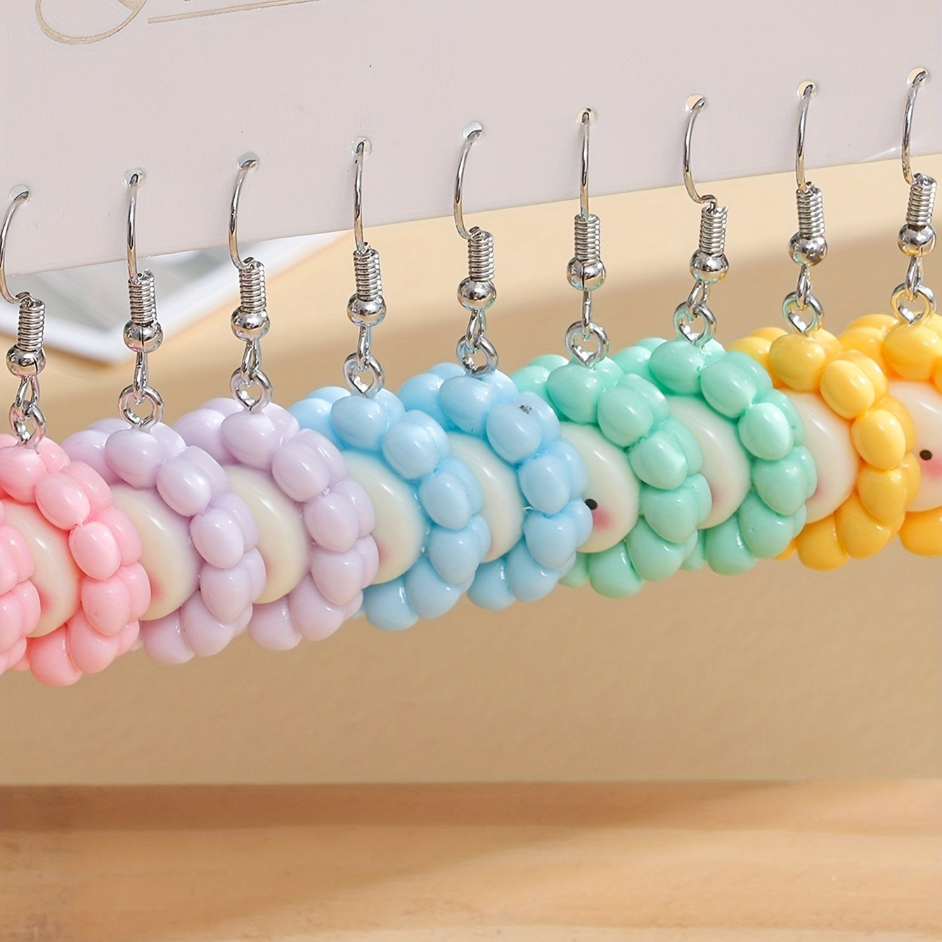 10pcs Macaron Happy Smile Small Flower Earrings For Girls