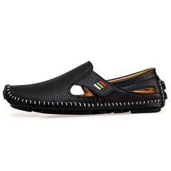 Men's Stitched Cut Out Slip On Loafers, Casual Outdoor Walking Shoes