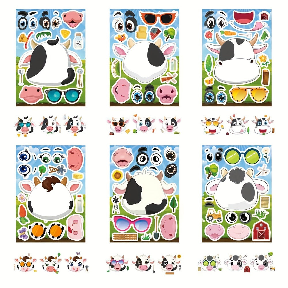24pcs Farm Animal Cow Cartoon Stickers for Children - Animal Stickers