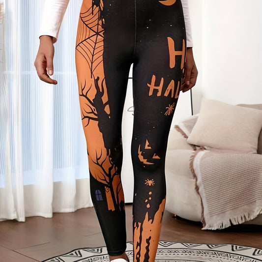 Halloween Casual Leggings Women's Plus Graphic Print Skinny Leggings