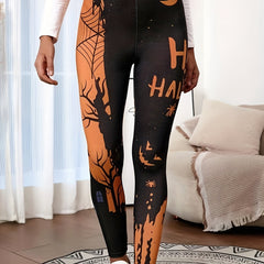 Halloween Casual Leggings Women's Plus Graphic Print Skinny Leggings