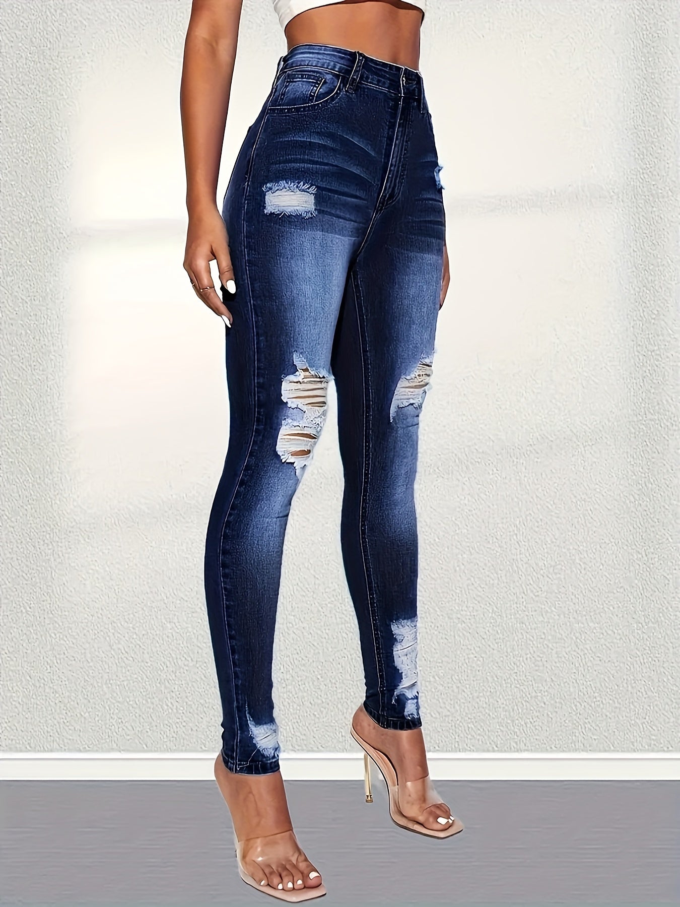 Ripped High Rise Skinny Jeans