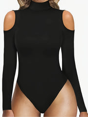 Long Sleeves Yoga Jumpsuit High Neck Hollow Out Stretch Bodysuit