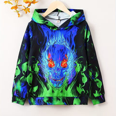 Flame Skull Boys Hoodie Long Sleeve Sweatshirt