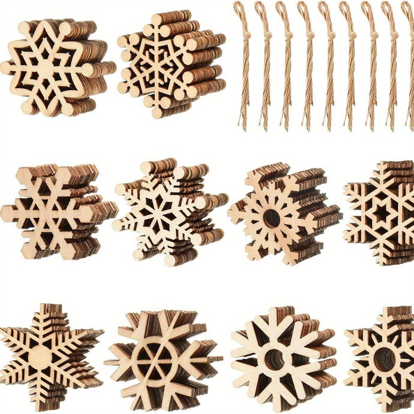 30pcs Kids' Christmas Crafts Snowflake Wooden Chips Decoration