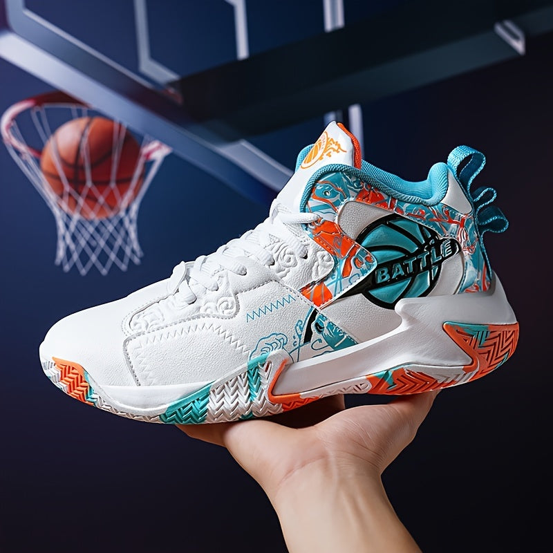 Men's Plus Size High Top Basketball Shoes Non-Slip Lace Up Sneakers