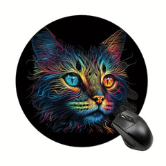 Cat Gaming Mouse Pad for Women & Girls, Non-slip Round Mousepad