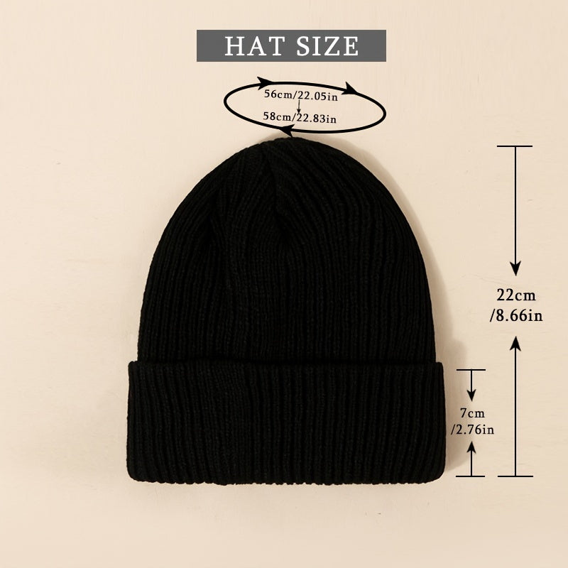 Embroidered Buckle Knit Hat Woolen Cap Unisex Hip hop Cap