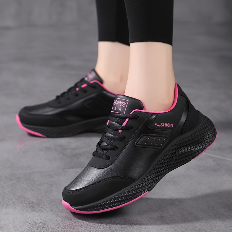 Women's Waterproof Faux Leather Running Shoes Non Slip Sports Footwear