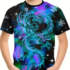 Chinese Dragon 3D Print Boy's T shirt Kids Casual Short Sleeve