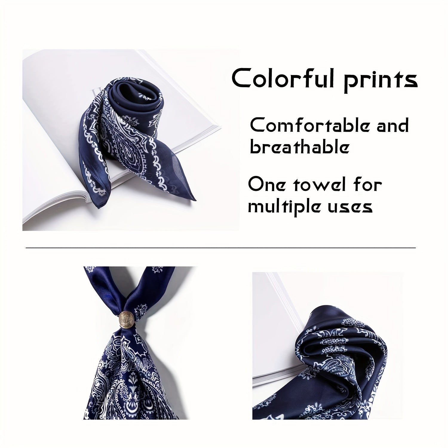 Silk Feeling Scarf Medium Square Satin Head Scarf Neck Scarf For Women