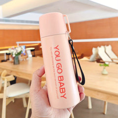 12oz Letter Printed Vacuum Flask With Lanyard