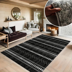 Soft Faux Sheepskin Geometric Moroccan Style Carpet