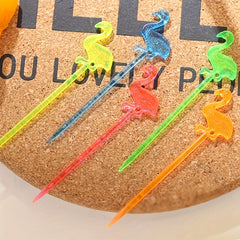 50pcs Fruit Fork Butterfly Pick Flamingo Toothpick