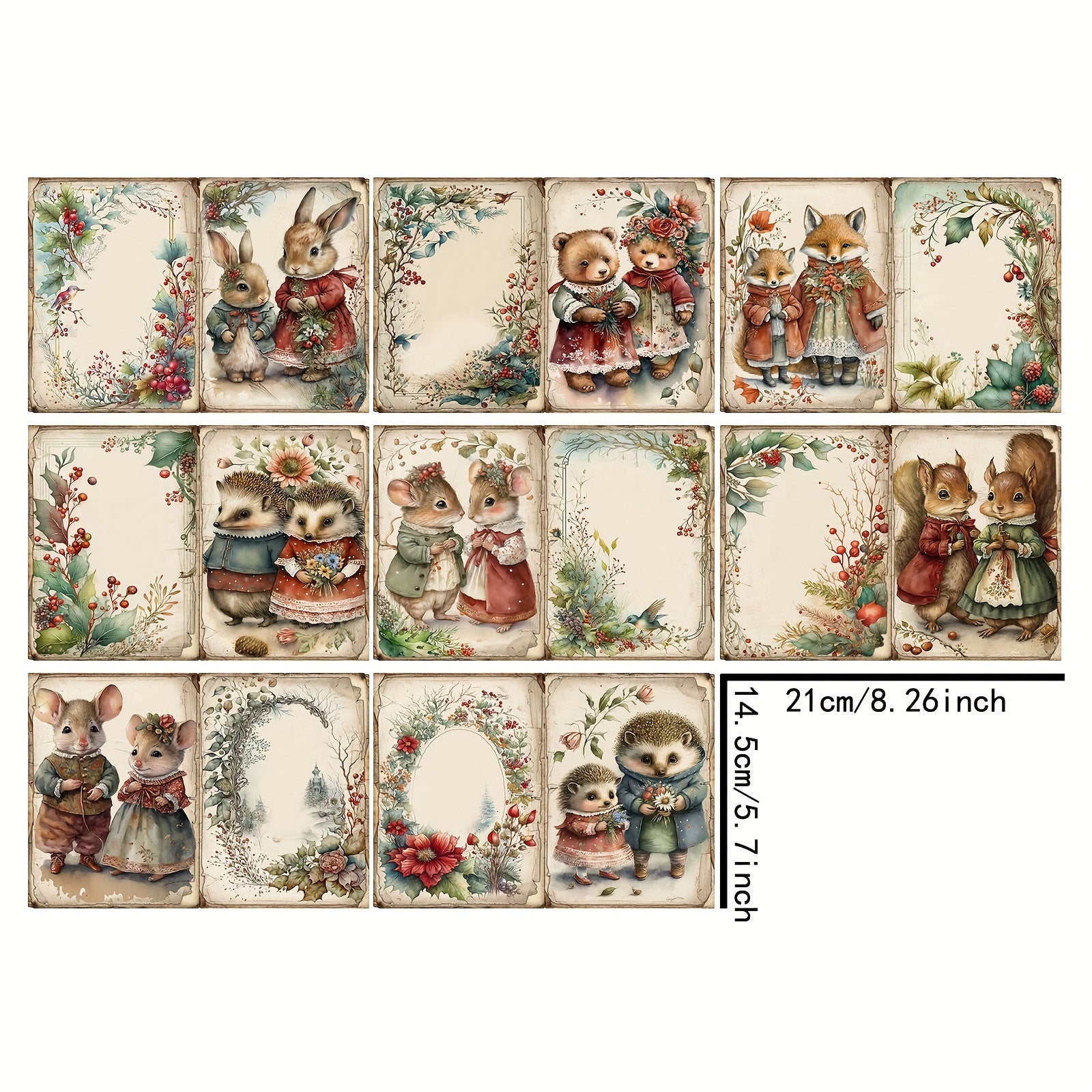 8 Christmas Animals Decoration DIY Student Stationery Retro Diary Pages