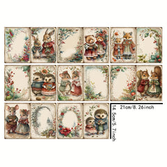 8 Christmas Animals Decoration DIY Student Stationery Retro Diary Pages
