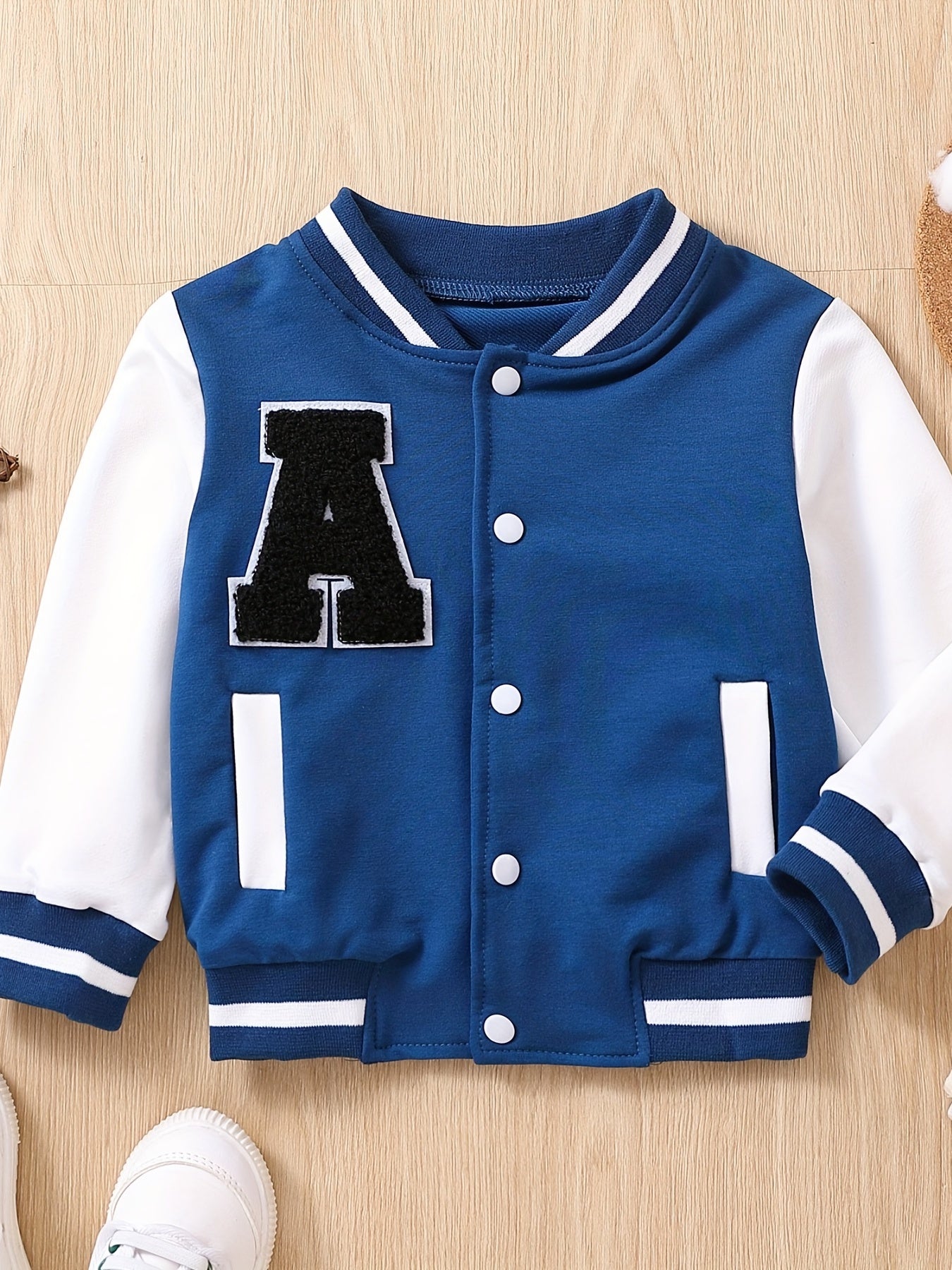 Toddler Contrast Buckle Fall Winter Jacket Baseball Uniform Sports Coat