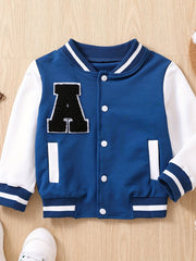 Toddler Contrast Buckle Fall Winter Jacket Baseball Uniform Sports Coat