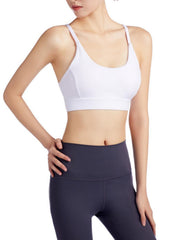 Women's Solid Shockproof Racer Back Yoga Sports Bra
