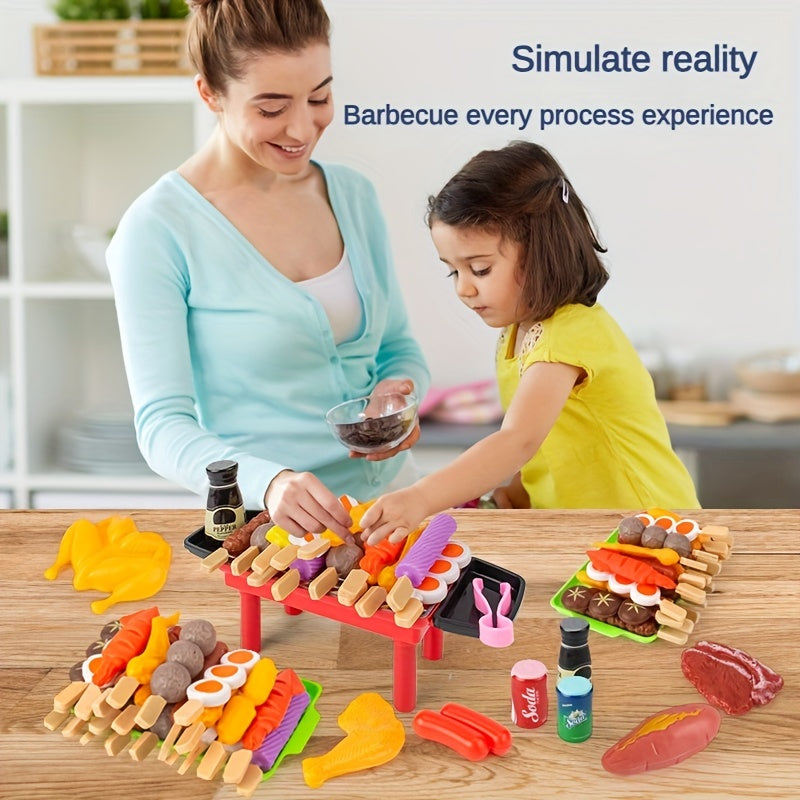 27pcs Kitchen Playset BBQ Pretend Play Food with BBQ Grill Kitchen Accessories